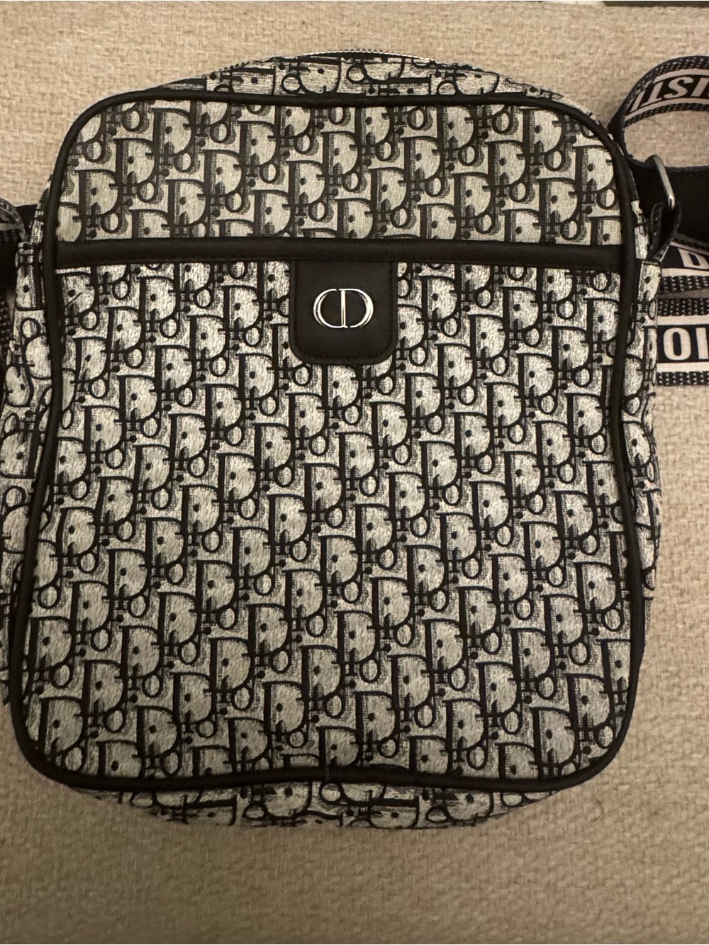 Monogram Canvas Crossbody Bag in Black and Ivory